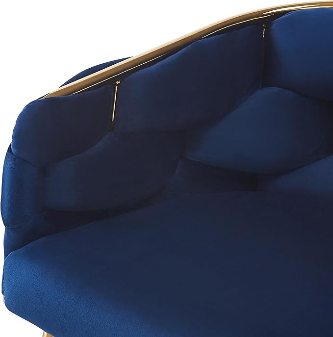 Christopher Knight Home Barrel Counter Stools,Velvet Counter Height Barstools, Modern Luxury Makeup Stool Upholstered Chairs with Gold Legs(Set of 2),Blue