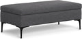 SIMPLIHOME Rebecca 48 inch Wide Mid Century Modern Rectangle Large Coffee Table Storage Ottoman with Lift up Lid in Slate Grey Polyester , Assembled, For the Living Room, Entryway and Family Room