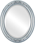 OVALCREST Oval Beveled Wall Mirror for Home Decor - Florence Style - Silver Leaf with Black Antique - 34" x 28"