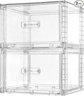 Vtopmart 2 Pack 15QT Clear Stackable Storage Drawers,Easily Assemble Closet Organizers,Plastic Storage Bins for Bathroom,Cabinet,Kitchen Pantry,Under Sink Organization(Medium)