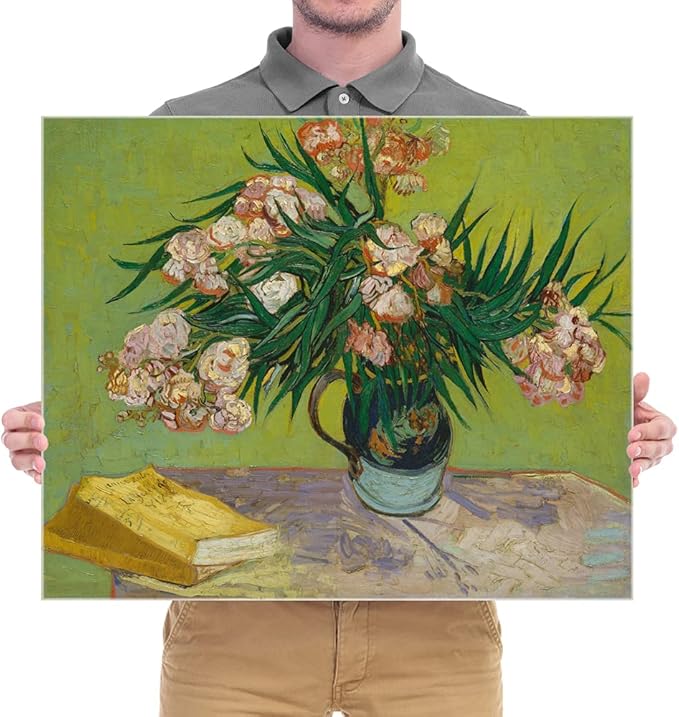 Wieco Art Large Giclee Canvas Prints Wall Art Oleanders 1888 by Van Gogh Famous Floral Oil Paintings Reproduction Modern Gallery Wrapped HD Classic Abstract Flowers Pictures Artwork for Home Decor