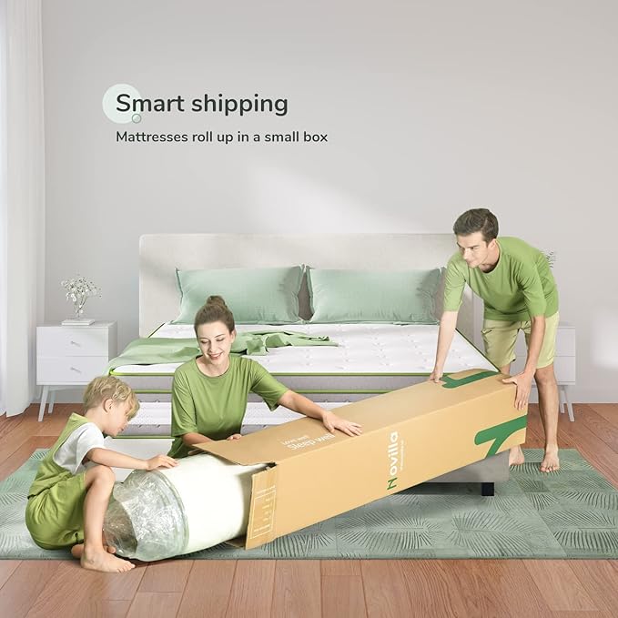 Novilla Queen Mattress, 12 Inch Hybrid Pillow Top Queen Size Mattress in a Box with Gel Memory Foam & Individually Wrapped Pocket Coils Innerspring for a Cozy & Peaceful Sleep