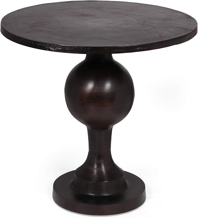 Christopher Knight Home Vintage Aluminum Round Dining Table with Pedestal Base, Table for Dining Set, Suitable for Small Living Areas,Furniture for Kitchen, Dining Room, Party, Raw Bronze