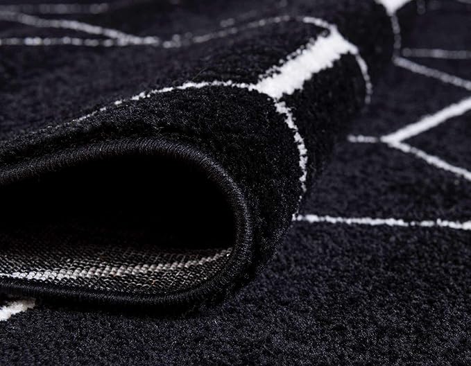 Unique Loom Trellis Frieze Collection Area Rug - Geometric (7' 1" x 10', Black/ Ivory)