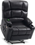 MCombo Oversized Dual Motor Power Lift Recliner Chair Sofa with Massage and Heat for Big Elderly People, Infinite Position, USB Ports, Faux Leather R7688 (Black, Large-Oversize)