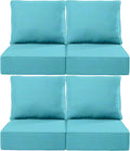 Luxury 22x24/22x25 6-Inch Outdoor Chair Cushions Set of 4 - Heavy Duty Water-Resistant Comfortable Cushion for Patio Furniture Dining Rocking Chairs Loveseat L-Shape Sofa - Turquoise
