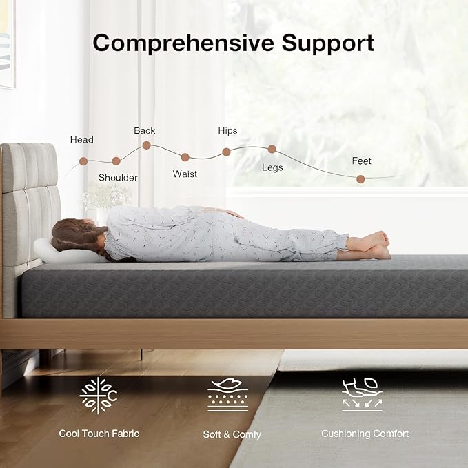 Novilla Full Size Mattress, 5 Inch Mattress Full Size Memory Foam with Gel-Infused & Airflow Wave-Cut Foam for Cool Touch & Pressure Relieving Mattresses in a Box CertiPUR-US Certified