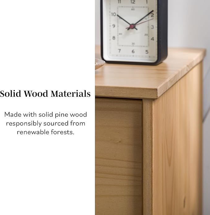Brynn Modern Solid Wood Groove Handle Nightstand 24 Inch Natural Pine