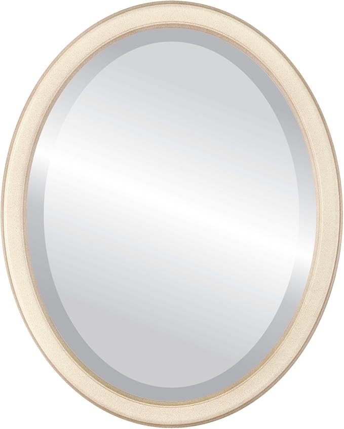 OVALCREST Oval Beveled Wall Mirror for Home Decor - Toronto Style - Taupe - 26" x 20"