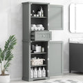 Tall Storage Cabinet, Bathroom Floor Freestanding Storage Cabinet with 2 Doors, One Drawer, and Adjustable Shelf for Bathroom, Office, Living Room, Grey