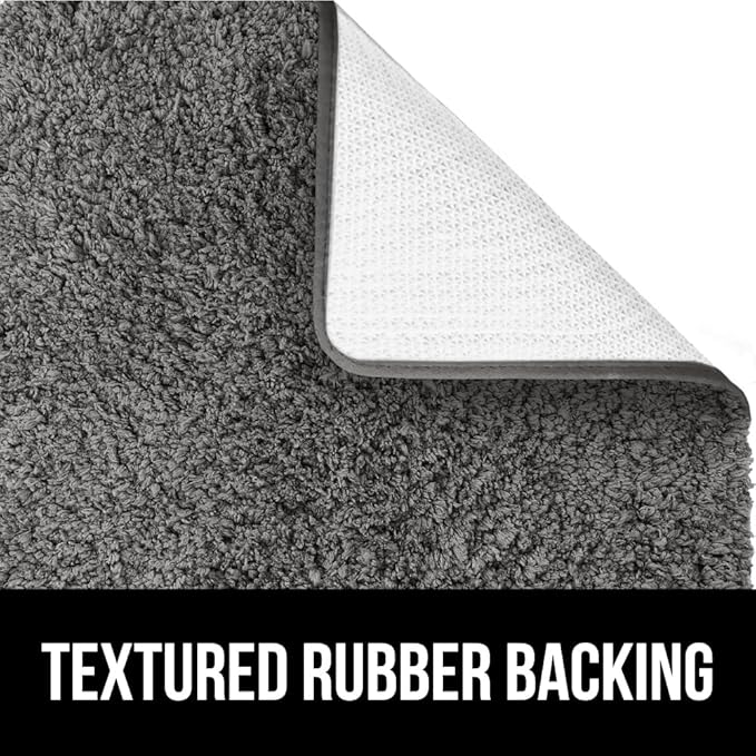 GORILLA GRIP Bathroom Rugs, 60x24, Ultra Soft Absorbent Mat, Thick Plush Bath Rug, Machine Washable, Microfiber Quick Dry, Mats for Shower, Bathtub and Floor, Home Decor Accessories, Charcoal