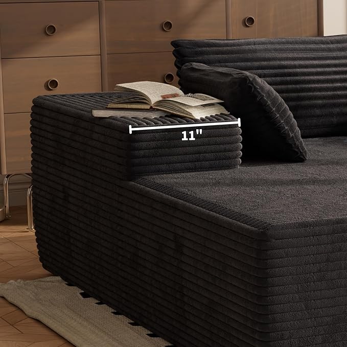 105" Modular Sectional Sofa L Shape for Bedroom, Modular Cloud Sofa with Deep Seat for Living Room, Upholstered Couches No Assembly Required Black, Left Facing Chaise