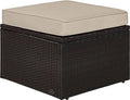 Crosley Furniture Palm Harbor Wicker Outdoor Ottoman Foot Rest for Patio, Deck, Porch, Brown with Sand Cushions