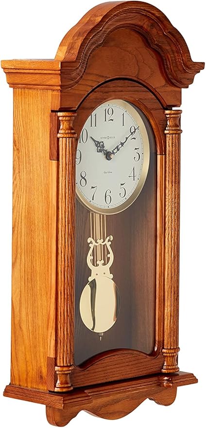 Howard Miller Amanda Wall Clock, Golden Finishing Dual-Chime Movement with Round White Dial, Volume Control Wall Mount Adjustable Levelers Perfect for Home Decor, Living Room & Office