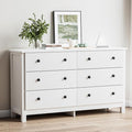White Dresser, Modern 6 Drawer Double Dresser for Bedroom with Black Knobs, Adults & Kids Wide Dressers & Chests of Drawers for Hallway, Entryway