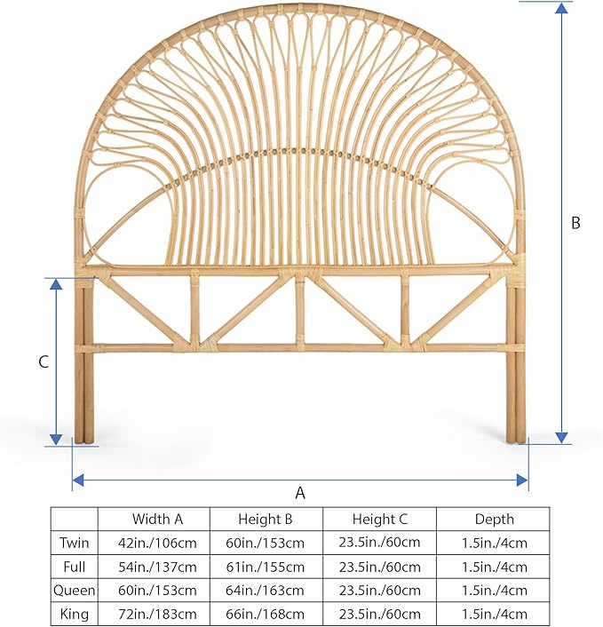 KOUBOO Rattan Loop Headboard, Twin, Natural