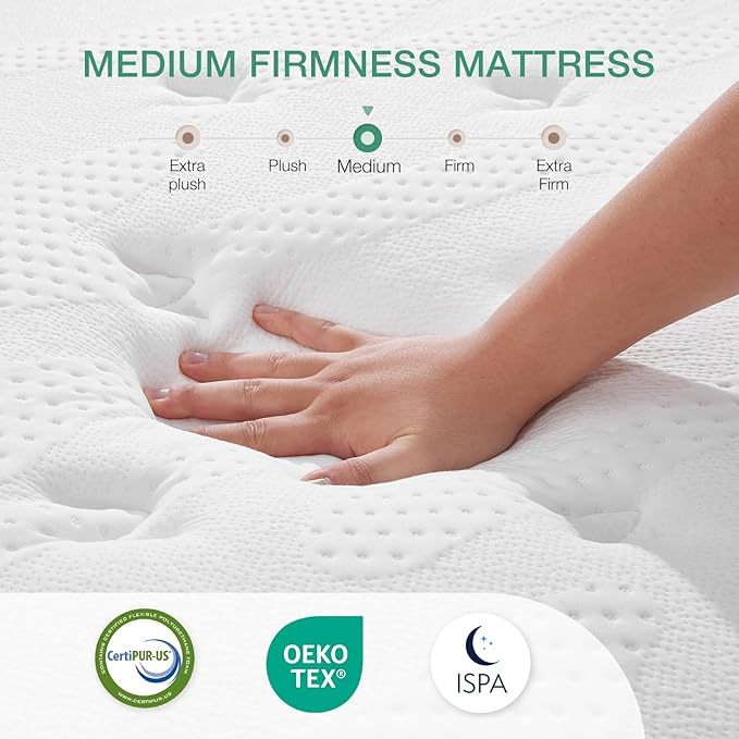 Novilla Queen Mattress, 12 Inch Hybrid Mattress, Gel Memory Foam with Individual Pocket Springs for a Peaceful Sleep, Queen Size Mattresses with Quilted Cover