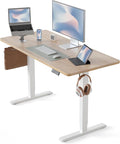 CubiCubi Electric Standing Desk 55 x 24 Inches, Height Adjustable Sit to Stand Desk, Home Office Computer Desk with Splice Board, Maple