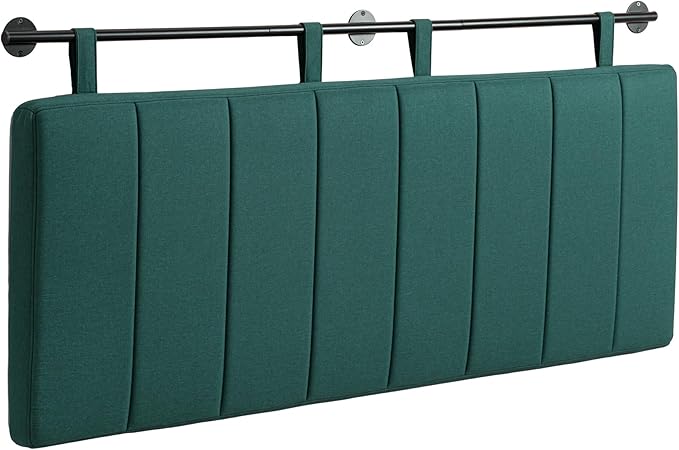 UEV Queen Headboard Only, Wall Mounted Hanging Upholstered Bed Head Board, Modern Vertical Channel Design of Fine Linen, Elegant Dark Green Fluted Headboard for Bedroom (Dark Green, Queen Size)