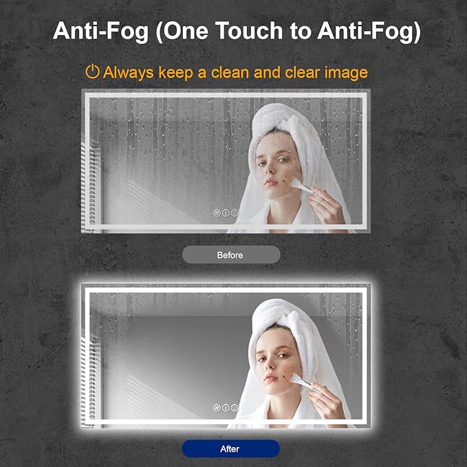 Awoco 72''x36'' LED Bathroom Mirror with Light, Lighted Vanity Mirror with Backlit and Front Light, Dimmable Anti-Fog Memory Function Lighted Mirror with 3 Colors for Bathroom Wall