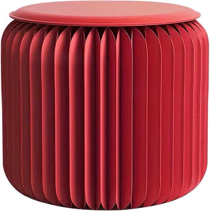NOONTIDE Folding Stool - 12Inch Home Furniture 660lb Load Capacity Foldable Paper Stool - Eco-Friendly Kraft Paper Honeycomb Design,Foldable to 1.2",Brown Modern Minimalist Stool for Living Room(Red)
