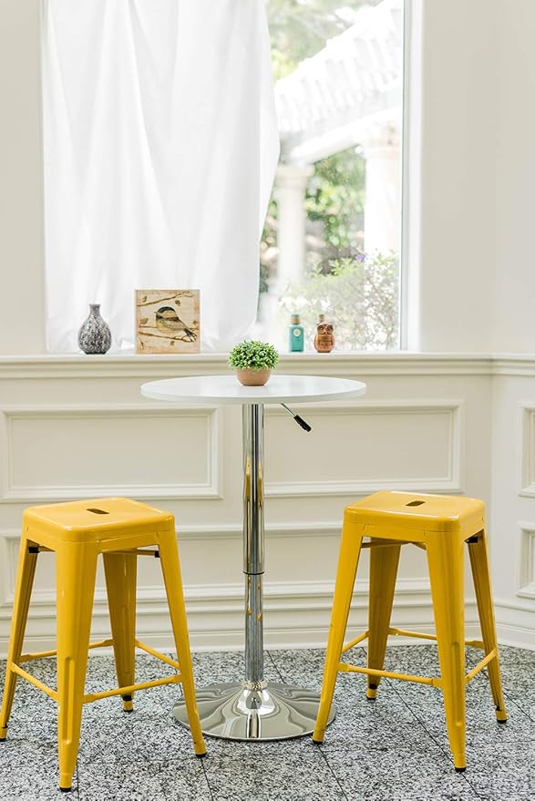 Vogue Furniture Direct 24" High Bar Stools Backless Yellow Metal Barstools Indoor-Outdoor Counter Height Stools with Square Seat, Set of 2 - VF1571019