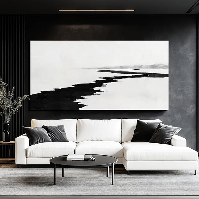 SDYA Simple Decorative Pictures Modern Home Decor 58x29 Abstract Wall Art for Living Room Kitchen Artwork Black Photo Prints
