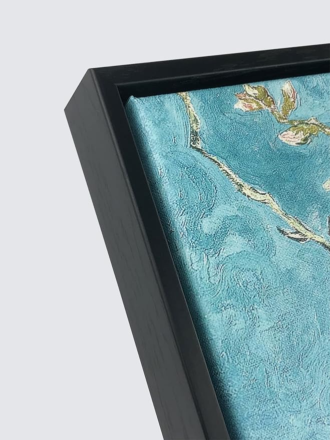 Wieco Art Framed Art Almond Blossom Floral Canvas Prints of Van Gogh Famous Oil Paintings Reproduction Flowers Pictures on Canvas Wall Art for Living Room Home Decorations Black