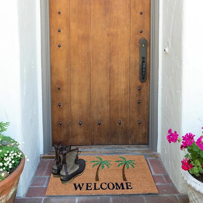 KAF Home - 17 x 30 Coir Doormat - Welcome Palm Trees