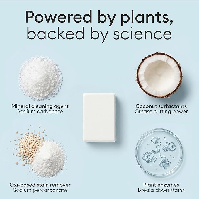 Vove Plastic-Free Laundry Detergent Tablets, 60 Pack – Concentrated, Biodegradable & Plant-Based Formula with 3x Enzyme Power – Tough on Stains, Gentle on Fabric, Fragrance-Free & Eco-Friendly