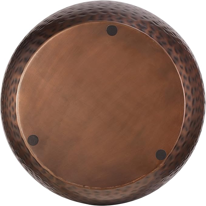BIRDROCK HOME 20 in Metal Storage Side Table | Hammered | 15.96 in D | End Tables | Home Furniture | Removable Lid | Copper Antique