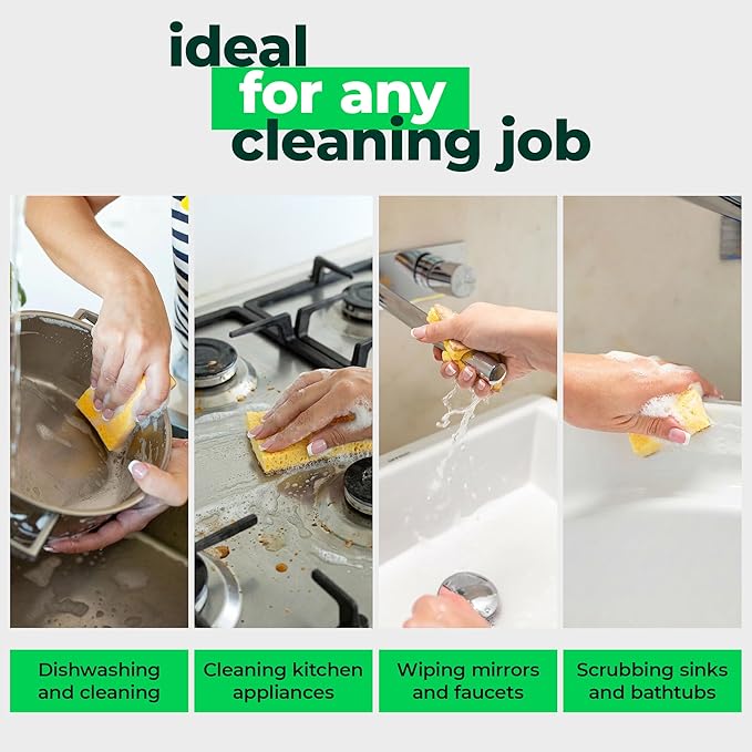 bioGo Biodegradable Kitchen Sponges – Natural Cellulose, Eco-Friendly, Compostable Cleaning Sponges – 24 Pack