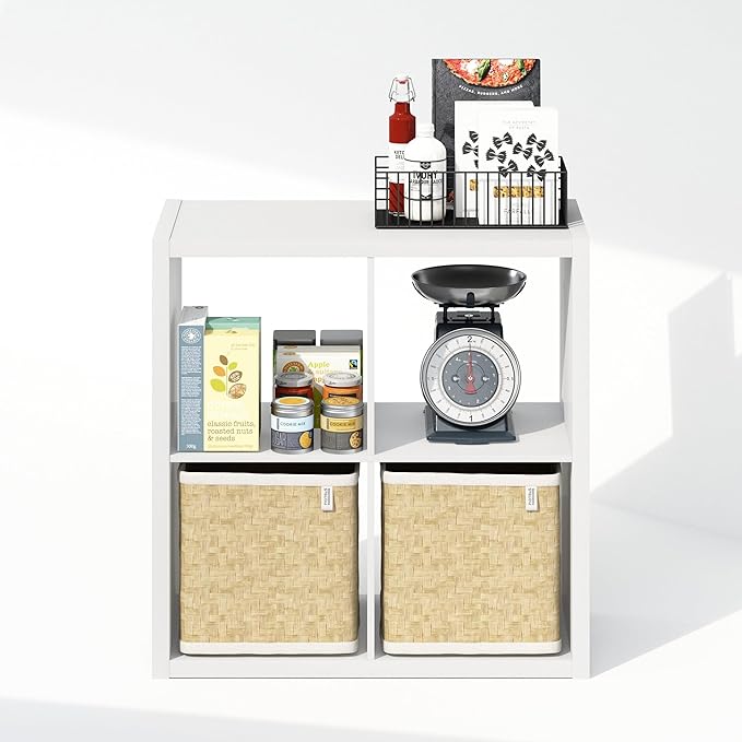 Furinno Cubic Closet Organizers and Storage, 4-Cube Closet Organizer, Open Shelf Closet Storage, Extra Thick Frame for Wardrobe, Bedroom, Living Room, White