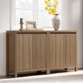 SICOTAS Sideboard Buffet Cabinet with Storage, Fluted Credenza Console Cabinet with Adjustable Shelves, Farmhouse Coffee Bar Storage Cabinets for Kitchen, Living Room, Entryway, Caramel Oak, 2 PCS