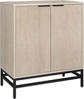Henn&Hart 28" Fluted Wooden Accent Cabinet, Modern Ribbed Sideboard Buffet Cabinet with 2 Doors and an Adjustable Shelf for Living Room, Dining Room, Bedroom or Entryway, Alder White