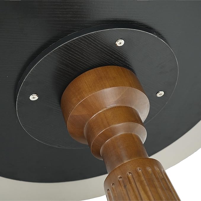 Sintered Stone Office Table - 33.5" Round Table for Small Offices (Light Brown Leg and White Top, 1 Table Only)