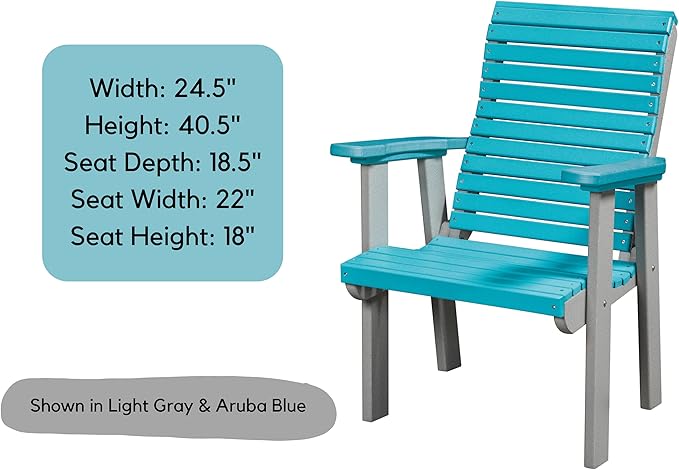 DutchCrafters Modern Horizontal Slat High Back Poly Outdoor Patio Chair (Black & Blue)