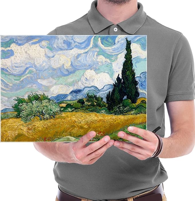 Wieco Art Wheat Field with Cypresses by Van Gogh Famous Oil Paintings Reproduction Modern Landscape Canvas Prints Artwork Pictures on Canvas Wall Art for Home Office Decorations