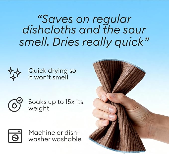 Vove Swedish Dishcloths 5-Pack, Essential Neutrals - FSC Certified Cellulose & Cotton, Oeko-TEX Standard 100, Reusable Washable Kitchen Cleaning Cloths, Eco Friendly Floral Design