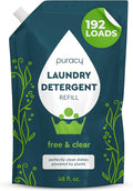 Puracy Laundry Detergent Refill - Enzyme-Powered Liquid Detergent Concentrate, Natural Laundry Detergent Seen on TikTok, Non-Toxic (Free & Clear, 48 fl oz, 192 Loads)