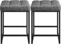Yaheetech Bar Stools Set of 2, 24 Inch Counter Height Bar Stools Set, Backless Kitchen Island Stools, Faux Leather Stools for Kitchen Counter, Grey
