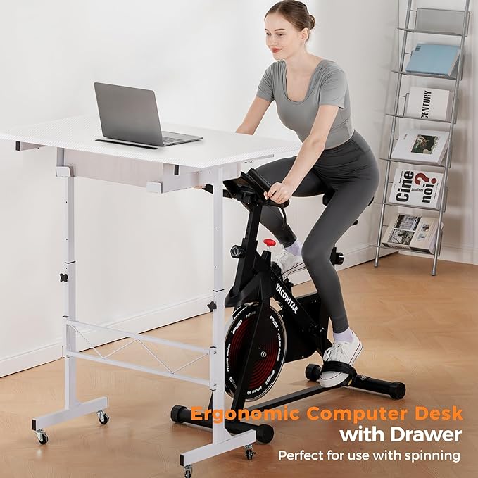 COMHOMA Small Standing Desk Adjustable Height Small Computer Desk Mobile Portable Rolling Laptop Table with Wheels 32" Computer Workstation Sit Stand Desks Portable Standing Table Treadmill desks