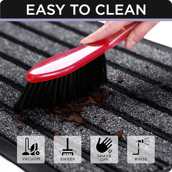 ubdyo 2 Pack Heavy Duty Door Mat Outdoor Entrance - Muddy Dirt Trapping Outdoor Mats - Low Pile Front Door Mat Outside Entrance - Anti Slip Indoor Doormat - Patio, Porch - 30'' x 17'', Bright Black