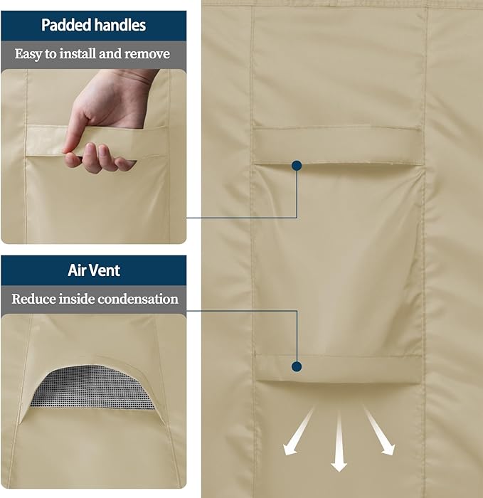 Easy-Going Rectangle Patio Furniture Cover Waterproof Outdoor Dining Table and Chair Cover Anti-UV Outside Sectional Sofa Set Covers (110"L x 84"W x 28"H, Camel)