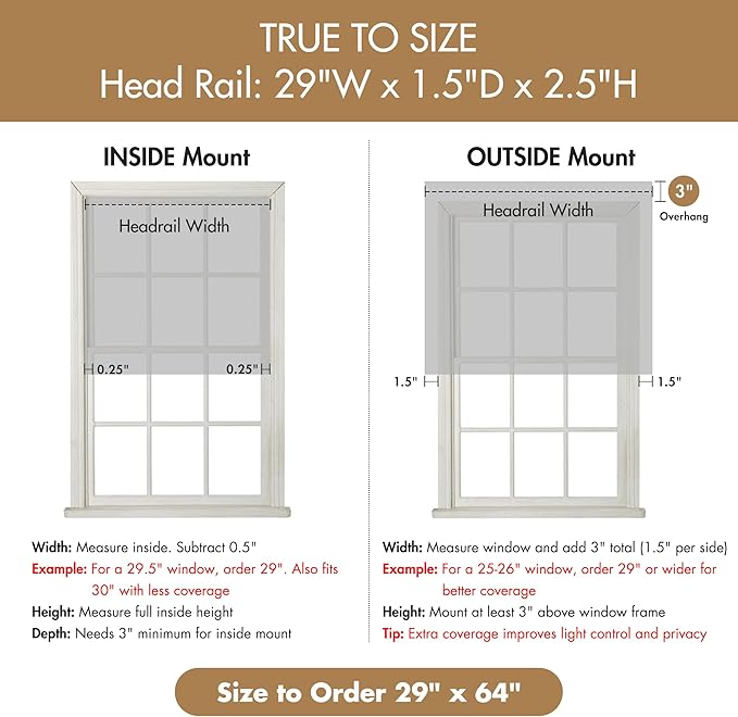 Madison Park Cordless Roman Shades, Total Blackout Window Blind Privacy Window Shades, Thermal Insulated Cordless Window Treatment for Bedroom, Living Room, Quincy, Single Panel 29" W X 64" H Grey