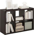 Furinno CUBICLE Book Shelf, 6-Cube Thick Frame Bookshelf, Horizontally & Vertically Reversible Bookcase with Open Back, 14.6 x 43.8 x 30, for Living Room, Bedroom, Home Office, Black Dark Oak