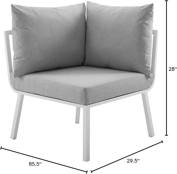 Modway Riverside Outdoor Furniture, 3-Piece Set, White Gray