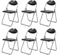 S AFSTAR Folding Chairs Set of 6, 6 Pack Metal Folding Chairs with Padded Seat, 6-Piece Black Foldable Chairs for Reception Waiting Meeting Room Office Lobby Church, Free Assembly, 254 LBS Capacity