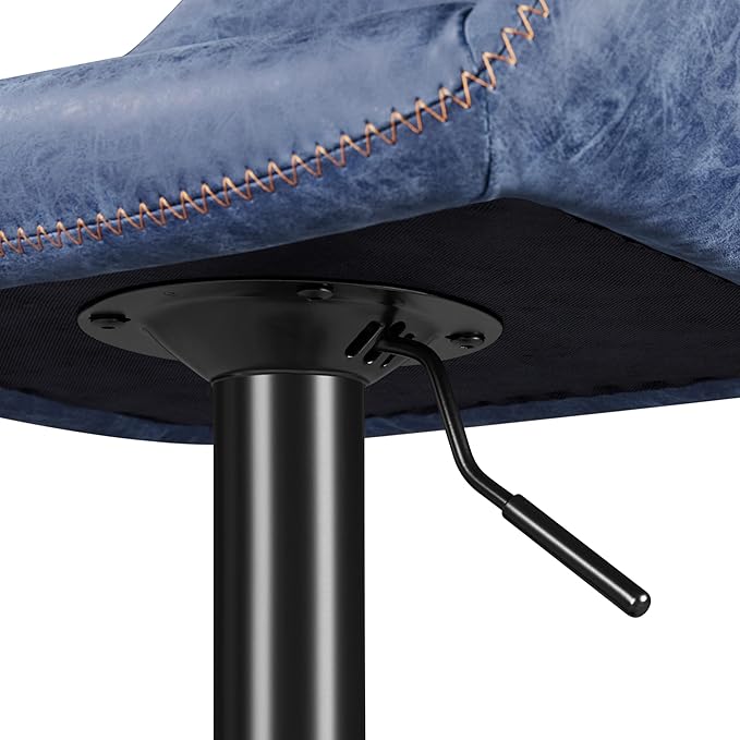 Yaheetech Bar Stools Set of 4, PU Leather Swivel Counter Height Barstools, Adjustable Bar Chairs with Backrest and Footrest, Kitchen Island Stool for Home Kitchen, Blue