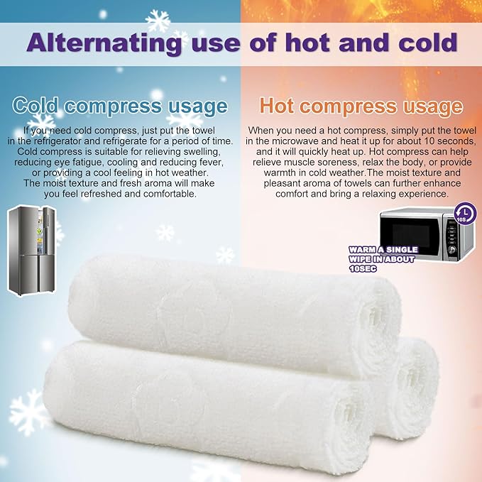 Moist Cotton Towel Bulk Moist Towelettes Individually Wrapped,White Towel Services,Refreshment Pre Moistened Towels for Dentist Travel Sport Party Hotel 50，Lavender